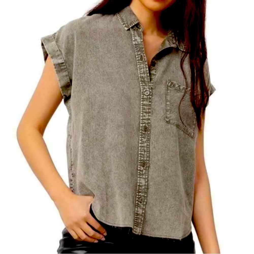 RAILS distressed button down